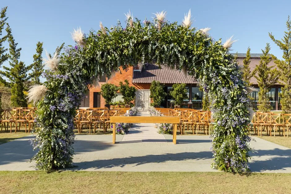 The flowered corner of a chuppah