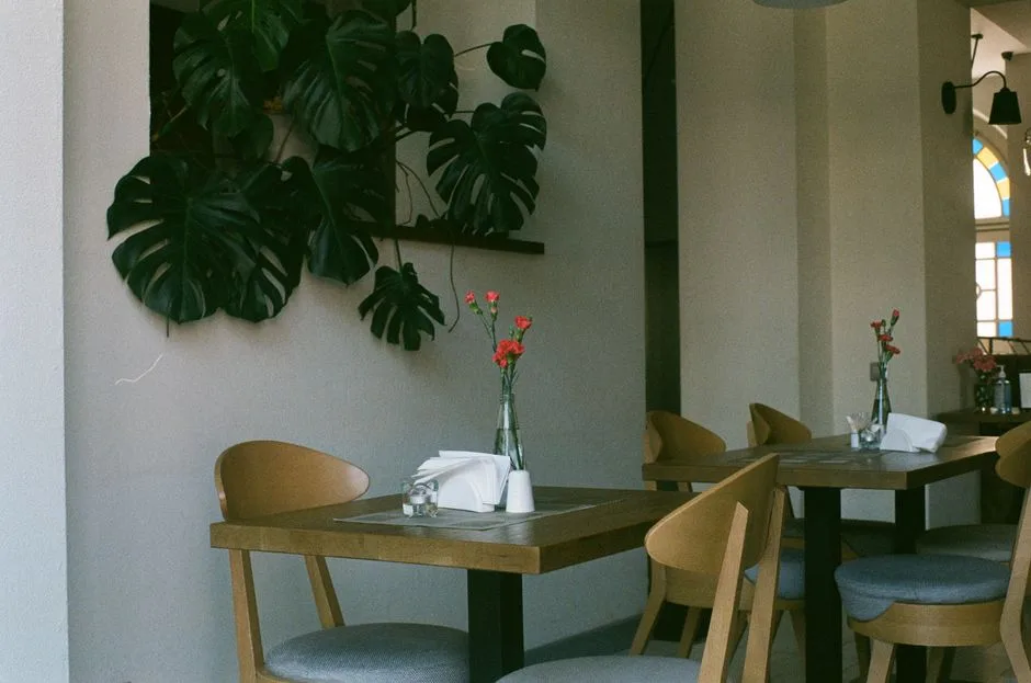 A floral arrangement on an office reception desk
