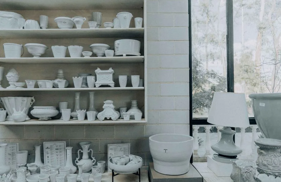 Shelves of vases and vessels